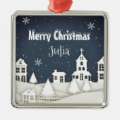 Whimsical Magical Snow Xmas Chic Blue Ornament Aus Metall (Vorne)