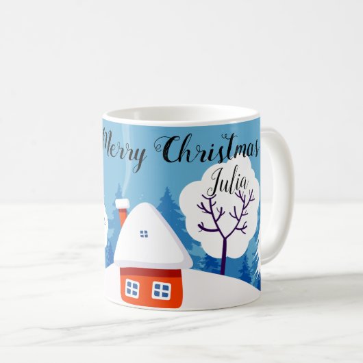 Whimsical Magical Snow Xmas Chic Elegante Kaffeetasse (VorderseiteRechts)
