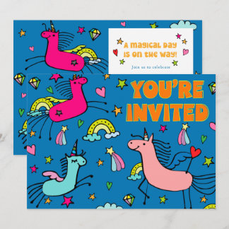 Whimsical Magical Unicorn Geburtstagsparty Einladung