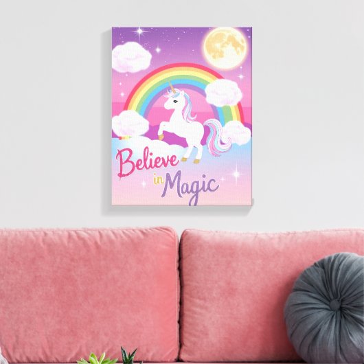 Whimsical Magical Unicorn Illustration Leinwanddruck (Insitu (Wohnzimmer))