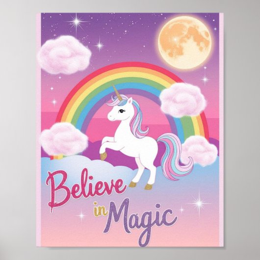 Whimsical Magical Unicorn Illustration Poster (Vorne)
