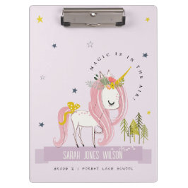 Whimsical Magical Unicorn Lila Lilac Princess Klemmbrett