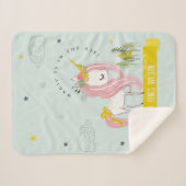 Whimsical Magical Unicorn Pink Aqua Aquamarin Prin Sherpadecke (Vorderseite (Horizontal))