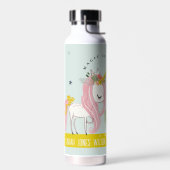 Whimsical Magical Unicorn Pink Aqua Princess Kinde Trinkflasche (Links)
