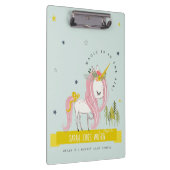 Whimsical Magical Unicorn Pink Aquamarin Aqua Prin Klemmbrett (Rechts)