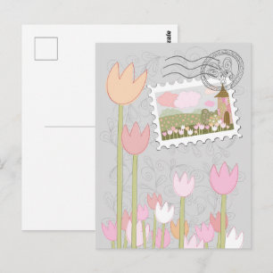 Whimsical Magical Village Garden Postkarte