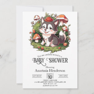 Whimsical Magical Wolf Baby Dusche Digital Einladung
