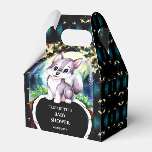 Whimsical Magical Wolf Baby Dusche Geschenkschachtel (Vorderseite)