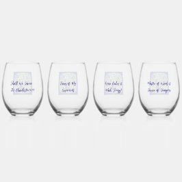 Whimsical Mahjong Toile Wine Glasses - Set of 4 Weinglas Ohne Stiel