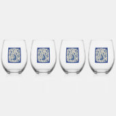 Whimsical Mahjong Toile Wine Glasses - Set of 4 Weinglas Ohne Stiel (Hinten)