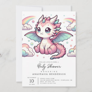 Whimsical Mairytale Dragon Baby Dusche Einladung
