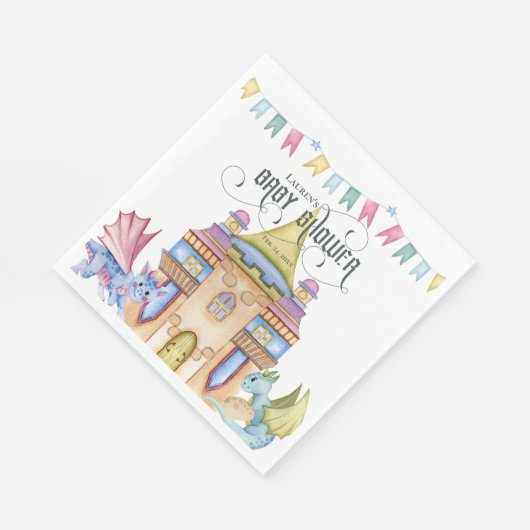 Whimsical Mairytale Dragon Baby Dusche Serviette (Ecke)