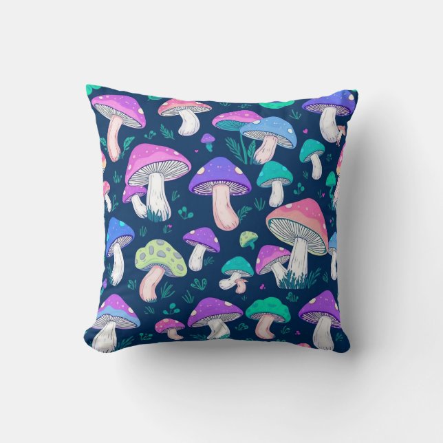 Whimsical Mairytale Mushroom Muster Kissen (Vorderseite)