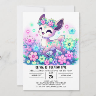 Whimsical Majestic Deer Digital Geburtstag Einladung