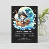 Whimsical Majestic Pirate Birthday Einladung (Stehend Vorderseite)