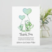 Whimsical Mama Cat Kitten Baby Dusche Wasserfarbe Dankeskarte (Stehend Vorderseite)
