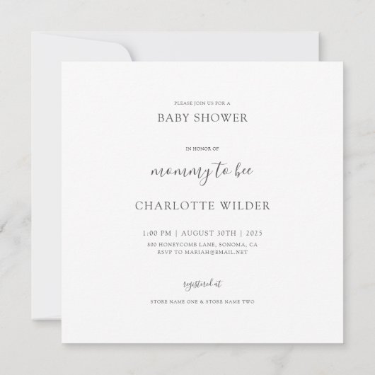 Whimsical Mama to bee Baby Shower Einladung (Rückseite)