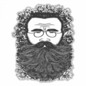 Whimsical Man Beard Mustache Blume Art Aufkleber (Vorderseite)
