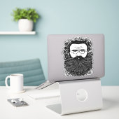 Whimsical Man Beard Mustache Blume Art Aufkleber (Laptop auf Schreibtisch)
