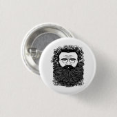 Whimsical Man Beard Mustache Blume Art Button (Vorne & Hinten)