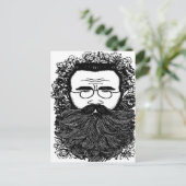 Whimsical Man Beard Mustache Blume Art Postkarte (Stehend Vorderseite)