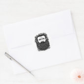 Whimsical Man Beard Mustache Blume Art Runder Aufkleber (Umschlag)