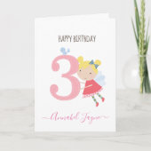 Whimsical Märchenmädchen niedlich pink Karte (Vorderseite)