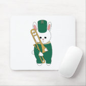 Whimsical Marching Bunny Musician Trombone Grün  Mousepad (Mit Mouse)