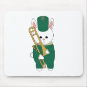 Whimsical Marching Bunny Musician Trombone Grün  Mousepad (Vorne)