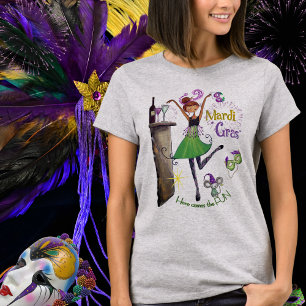 Whimsical Mardi Gras Beste-Freundin-Shirt Grünes K T-Shirt
