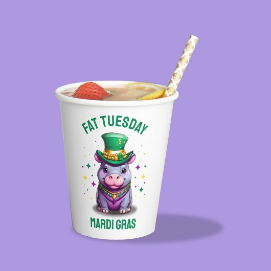 Whimsical Mardi Gras Fat Dienstag Hippo Pappbecher