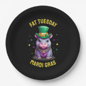 Whimsical Mardi Gras Fat Dienstag Hippo Pappteller (Vorderseite)