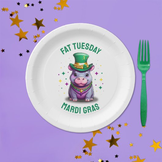 Whimsical Mardi Gras Fat Dienstag Hippo Pappteller