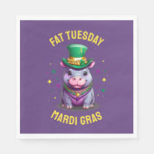 Whimsical Mardi Gras Fat Dienstag Hippo Serviette (Vorderseite)