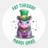 Whimsical Mardi Gras Fat Dienstag Hippo Sticker (Vorderseite)