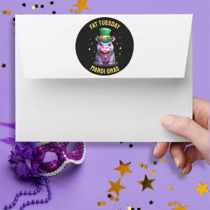 Whimsical Mardi Gras Fat Dienstag Hippo Sticker