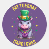 Whimsical Mardi Gras Fat Dienstag Hippo Sticker (Vorderseite)