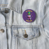 Whimsical Mardi Gras Fat Dienstag Hippo Sticker Button (Beispiel)