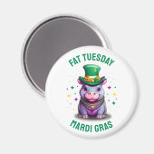Whimsical Mardi Gras Fat Dienstag Hippo Sticker Magnet (Vorderseite/Rückseite)