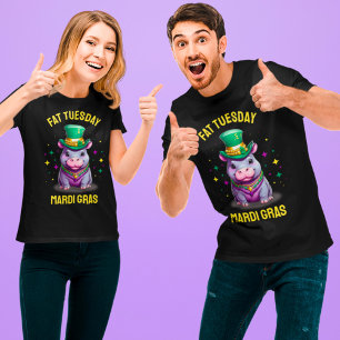 Whimsical Mardi Gras Fat Dienstag Hippo T-Shirt