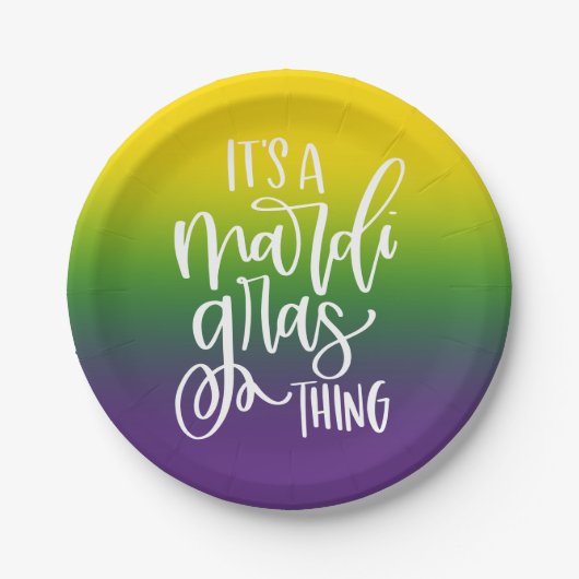 Whimsical Mardi Gras Party Typography Design Ombre Pappteller (Vorderseite)