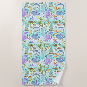 Whimsical Marine Friends - Eine Niedliche Meeresla Strandtuch