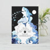 Whimsical Marine Fun Shark Birthday Einladung (Stehend Vorderseite)