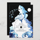 Whimsical Marine Fun Shark Birthday Einladung (Vorne/Hinten)