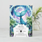 Whimsical Marine Mermaid Birthday Einladung (Stehend Vorderseite)