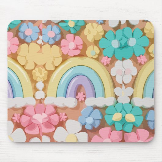 Whimsical Marshmallow Blooms - Lebhafter Fall für Mousepad (Vorne)