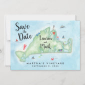 Whimsical Martha's Vineyard Map Save the Date Magneteinladung (Vorderseite)