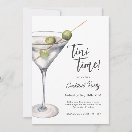 Whimsical Martini Cocktail Party Einladung (Vorderseite)