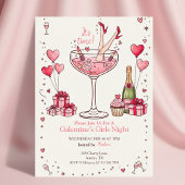 Whimsical Martini Galentine's Invitation Einladung