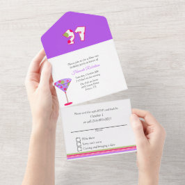 Whimsical Martini Glass 21. Geburtstag Party All In One Einladung